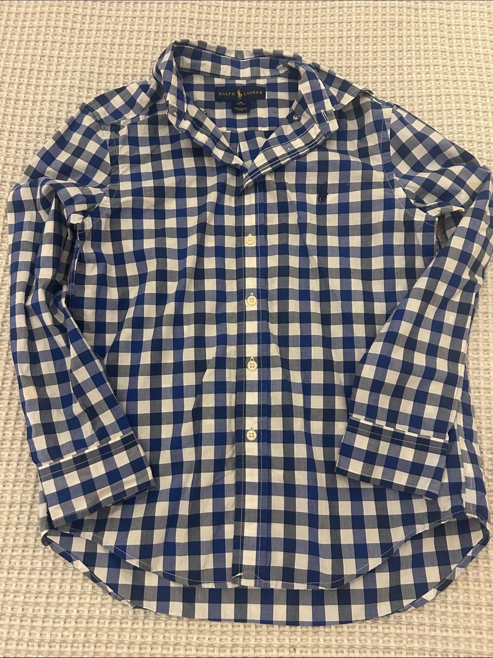 Ralph Lauren Blue and White Gingham Button-Down Shirt